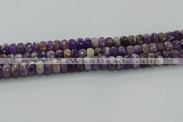 CNA1031 15.5 inches 7*12mm faceted rondelle dogtooth amethyst beads