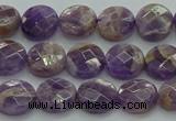 CNA1044 15.5 inches 10mm faceted coin dogtooth amethyst beads