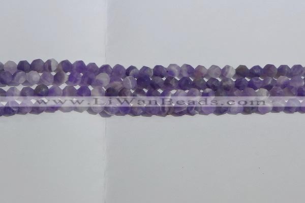 CNA1076 15.5 inches 6mm faceted nuggets matte dogtooth amethyst beads