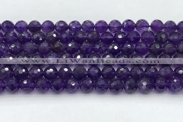 CNA1176 15.5 inches 8mm faceted round natural amethyst beads