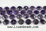 CNA1200 15.5 inches 16mm faceted coin amethyst beads wholesale