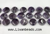 CNA1205 15.5 inches 20mm faceted coin amethyst gemstone beads