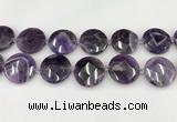 CNA1211 15.5 inches 30mm faceted coin amethyst gemstone beads