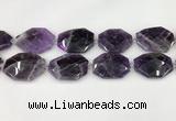 CNA1213 15.5 inches 25*35mm - 30*40mm faceted freefrom amethyst beads