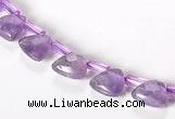 CNA21 8mm faceted triangle A- grade natural amethyst beads