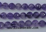 CNA252 15.5 inches 8mm faceted round natural amethyst beads