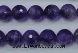 CNA254 15.5 inches 12mm faceted round natural amethyst beads