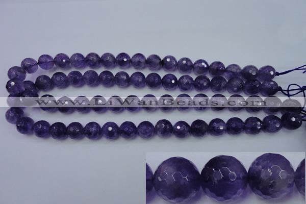 CNA254 15.5 inches 12mm faceted round natural amethyst beads