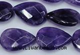 CNA264 15.5 inches 18*25mm faceted flat teardrop natural amethyst beads