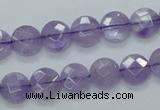 CNA321 15.5 inches 10mm faceted coin natural lavender amethyst beads