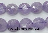 CNA323 15.5 inches 14mm faceted coin natural lavender amethyst beads