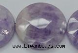 CNA327 15.5 inches 40mm faceted coin natural lavender amethyst beads