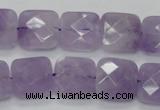 CNA340 15.5 inches 15*15mm faceted square natural lavender amethyst beads