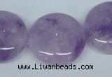 CNA438 15.5 inches 25mm flat round natural lavender amethyst beads