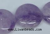 CNA439 15.5 inches 30mm flat round natural lavender amethyst beads