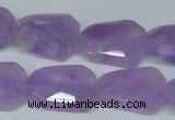 CNA463 18*25mm faceted & twisted rectangle natural lavender amethyst beads