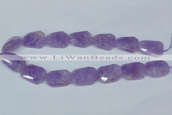 CNA464 22*30mm faceted & twisted rectangle natural lavender amethyst beads