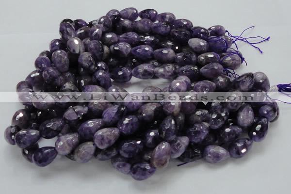 CNA48 15.5 inches 13*18mm faceted teadrop grade AB natural amethyst beads