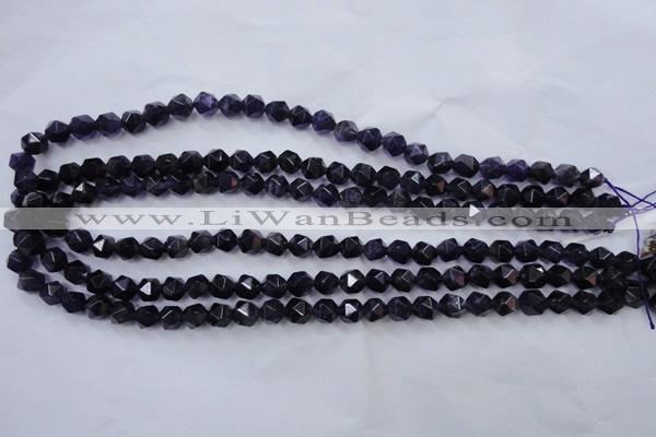 CNA500 15 inches 8mm faceted nuggets amethyst gemstone beads