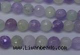 CNA662 15 inches 8mm faceted round lavender amethyst & prehnite beads