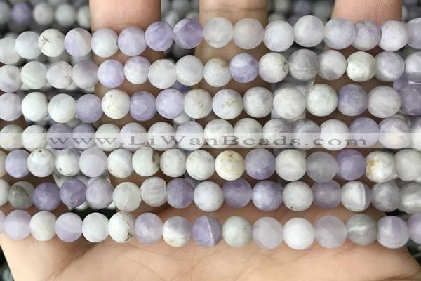 CNA675 15.5 inches 4mm round matte lavender amethyst beads