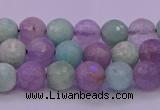 CNA681 15.5 inches 6mm faceted round lavender amethyst & amazonite beads