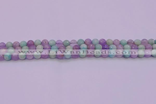 CNA681 15.5 inches 6mm faceted round lavender amethyst & amazonite beads