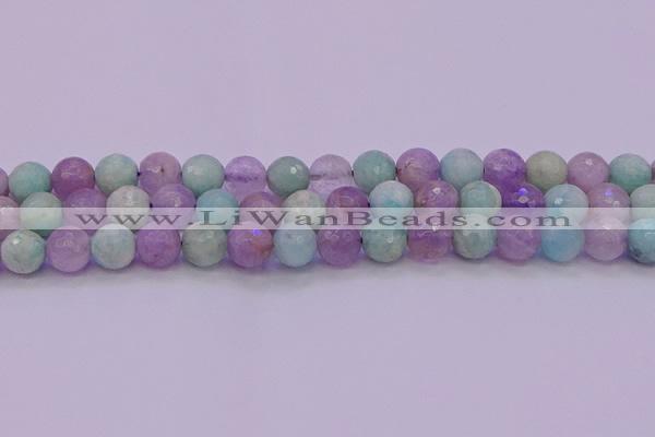 CNA684 15.5 inches 12mm faceted round lavender amethyst & amazonite beads