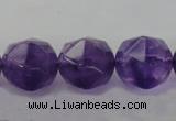 CNA71 15.5 inches 12mm faceted round natural amethyst beads