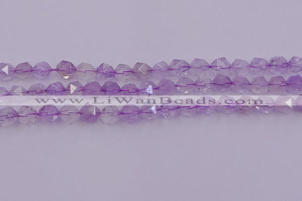 CNA732 15.5 inches 10mm faceted nuggets light lavender amethyst beads