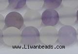 CNA738 15.5 inches 10mm round matte amethyst & white crystal beads