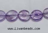 CNA820 15.5 inches 10mm flat round natural light amethyst beads