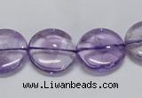 CNA823 15.5 inches 16mm flat round natural light amethyst beads