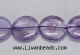 CNA824 15.5 inches 18mm flat round natural light amethyst beads