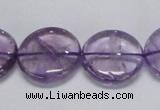 CNA825 15.5 inches 20mm flat round natural light amethyst beads