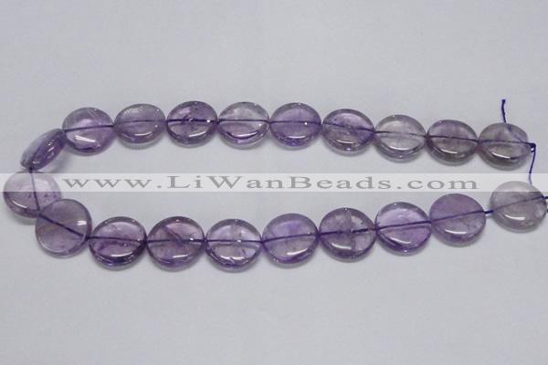 CNA825 15.5 inches 20mm flat round natural light amethyst beads