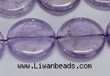 CNA826 15.5 inches 25mm flat round natural light amethyst beads