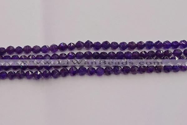 CNA936 15.5 inches 6mm faceted nuggets amethyst gemstone beads