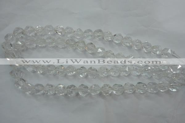 CNC102 15 inches 10mm faceted nuggets white crystal beads