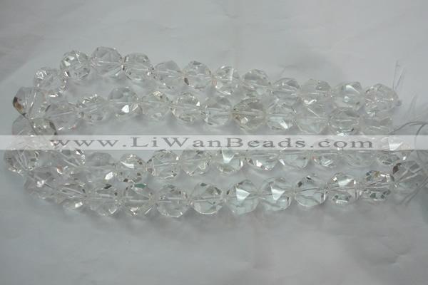 CNC104 15 inches 14mm faceted nuggets white crystal beads