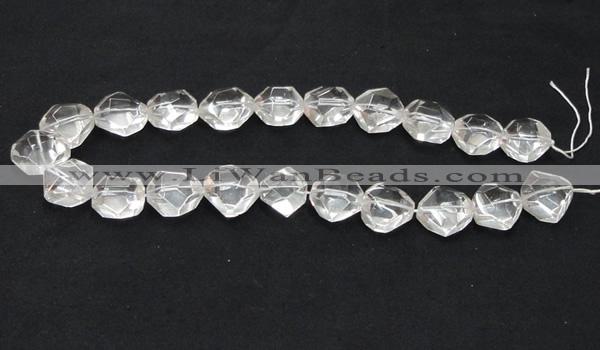 CNC18 20*22mm faceted nugget grade AB natural white crystal beads