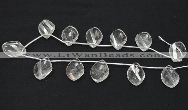 CNC23 20*30mm twisted briolette grade AB natural white crystal beads