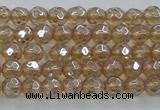 CNC516 15.5 inches 4mm faceted round dyed natural white crystal beads