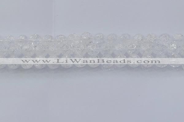 CNC553 15.5 inches 10mm round natural crackle white crystal beads