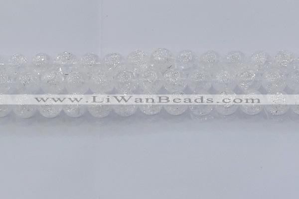 CNC555 15.5 inches 14mm round natural crackle white crystal beads