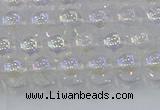 CNC561 15.5 inches 6mm round plated crackle white crystal beads