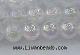 CNC562 15.5 inches 8mm round plated crackle white crystal beads