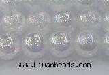 CNC563 15.5 inches 10mm round plated crackle white crystal beads