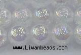 CNC564 15.5 inches 12mm round plated crackle white crystal beads