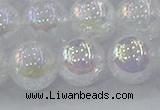 CNC566 15.5 inches 16mm round plated crackle white crystal beads